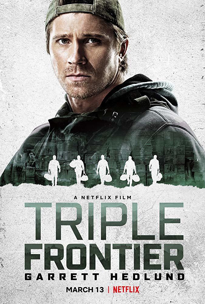 گرت هدلند در پوستری از فیلم سینمایی «مرز سه گانه» (Triple Frontier)